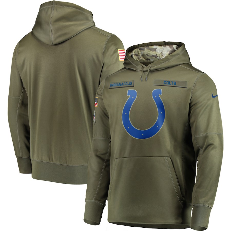 Men Indianapolis Colts Nike Olive Salute To Service KO Performance Hoodie Green